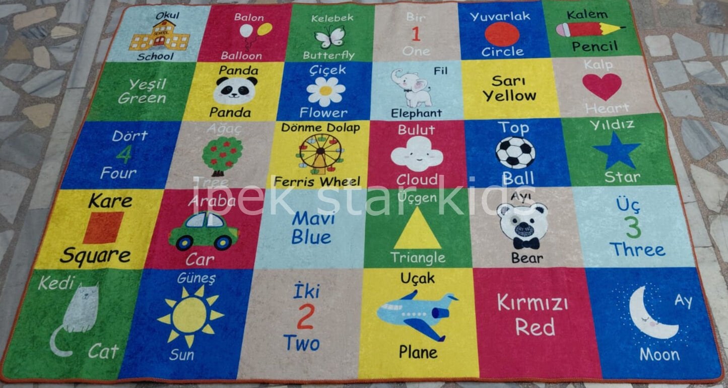 Learning Halı 140x190 cm | Eğitici Çocuk Oyun Halısı