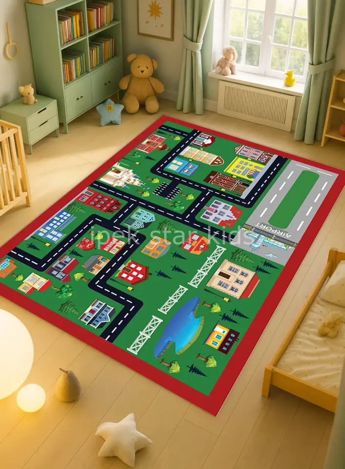 City Şehir Halı 200x290 cm | Kaydırmaz Taban Eğitici Oyun Halısı