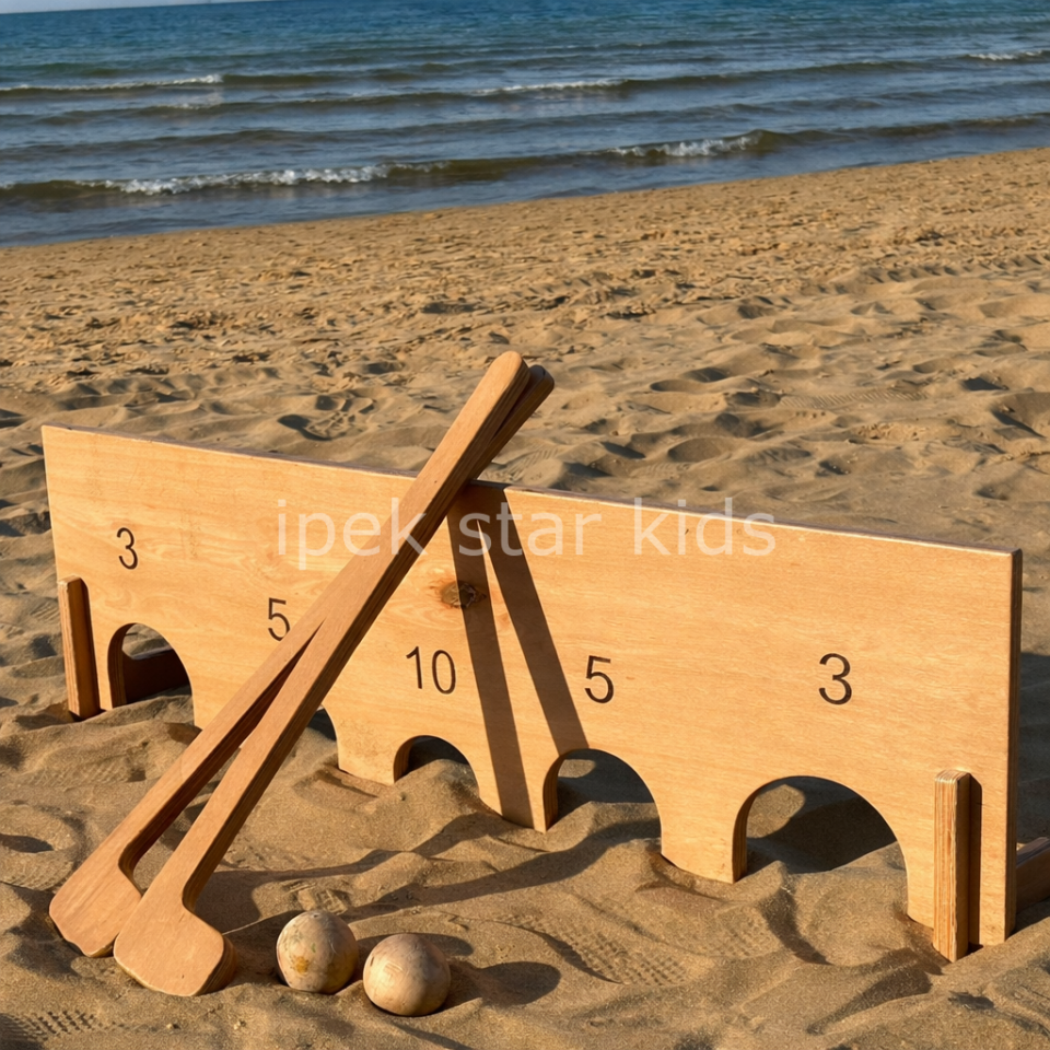 Ahşap Plaj Golf Seti Büyük 100×30 cm | Dış Mekan Plaj Golf Oyunu