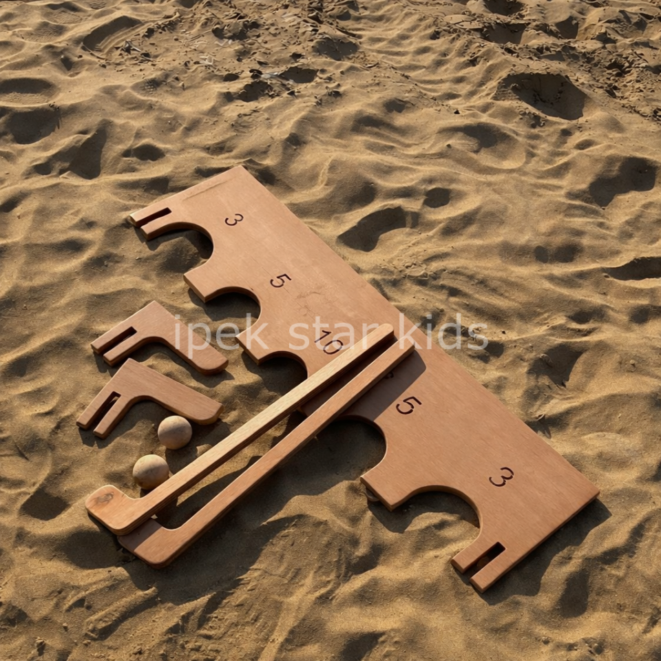 Ahşap Plaj Golf Seti Büyük 100×30 cm | Dış Mekan Plaj Golf Oyunu