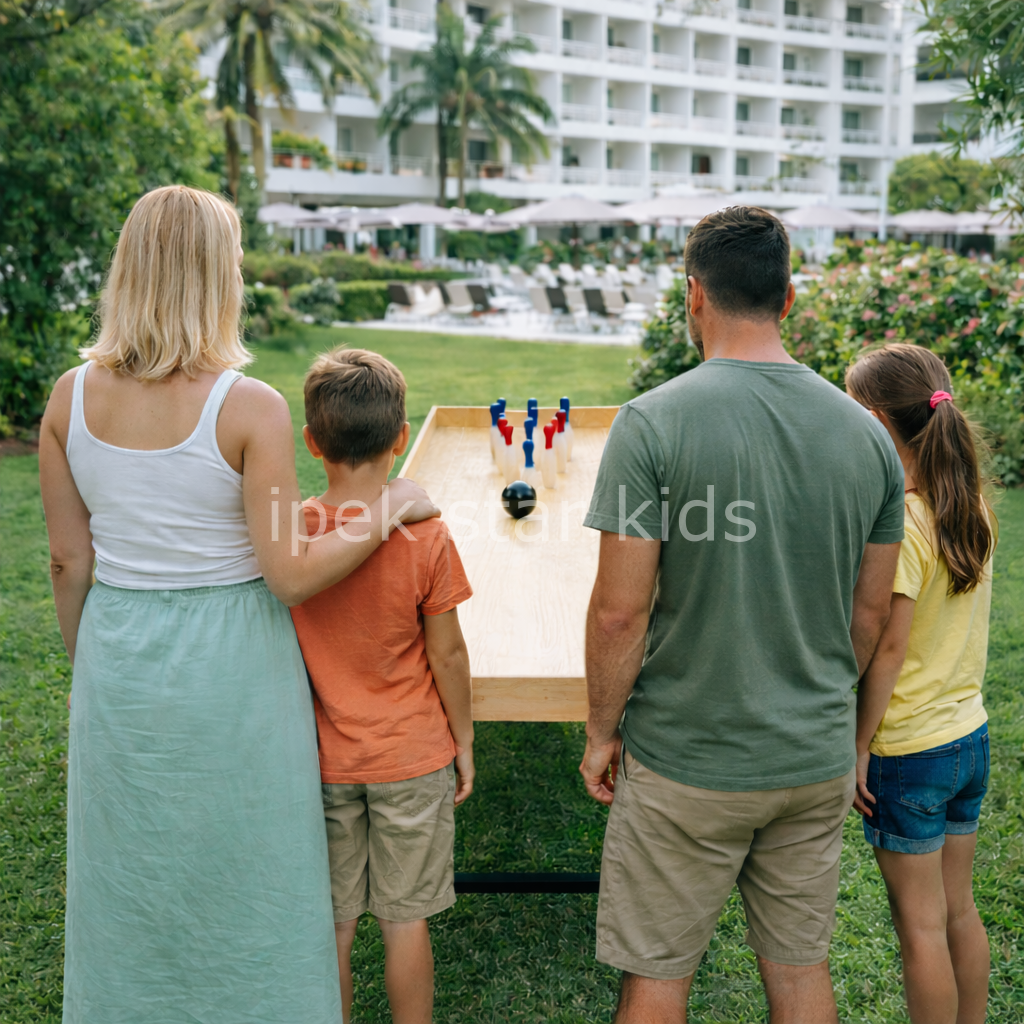 ahşap mini bovling platformu 170x70 dış mekan çocuk bowling oyunu