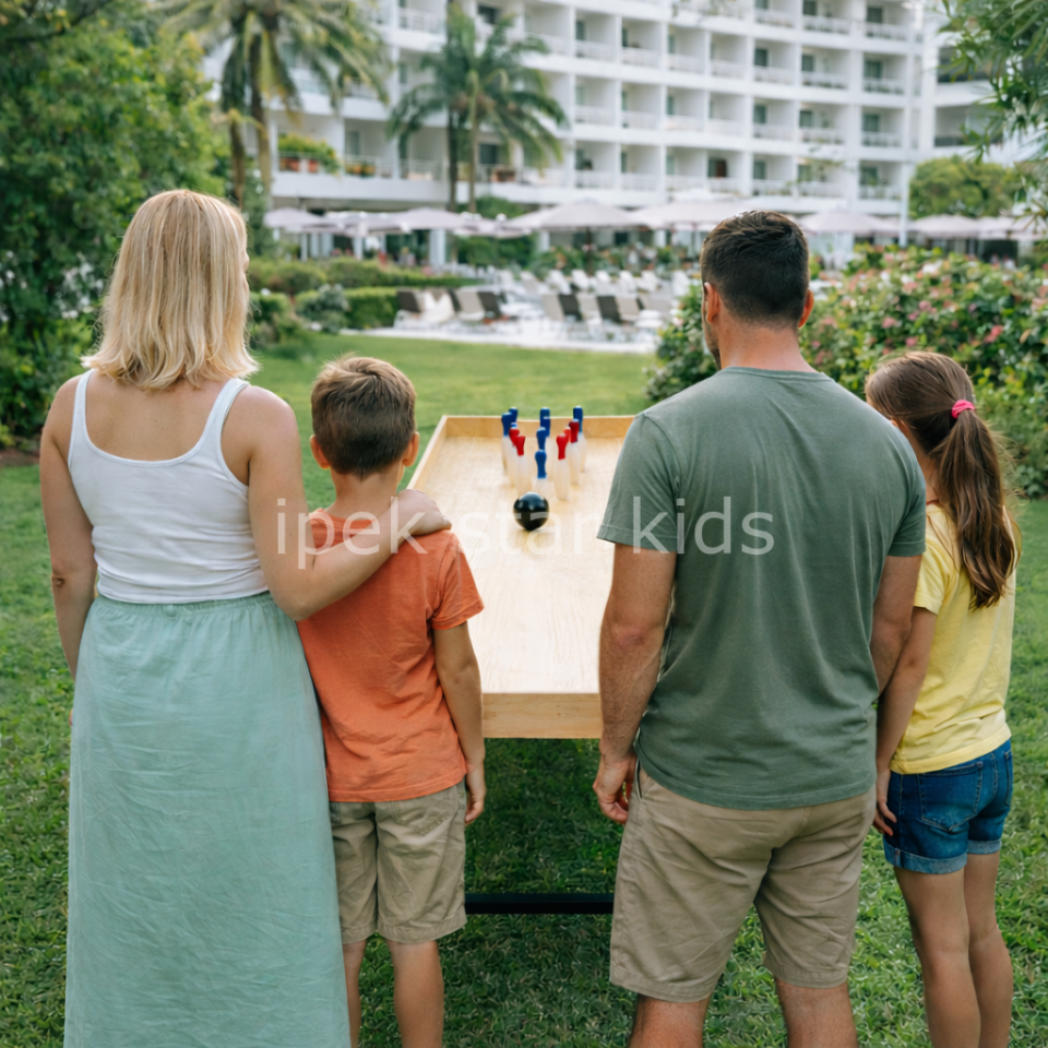 ahşap mini bovling platformu 170x70 dış mekan çocuk bowling oyunu