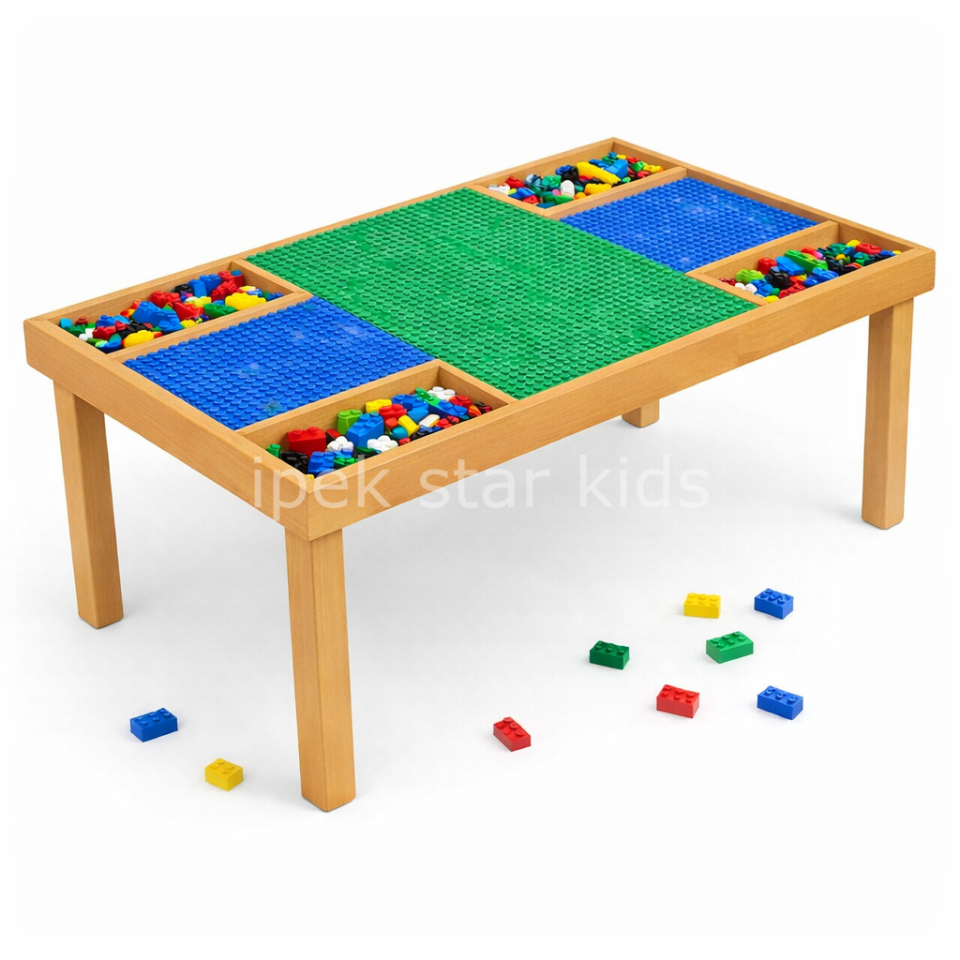 Çocuk LEGO Yapı Masası – Kayın renk MDFLAM 150×100 cm