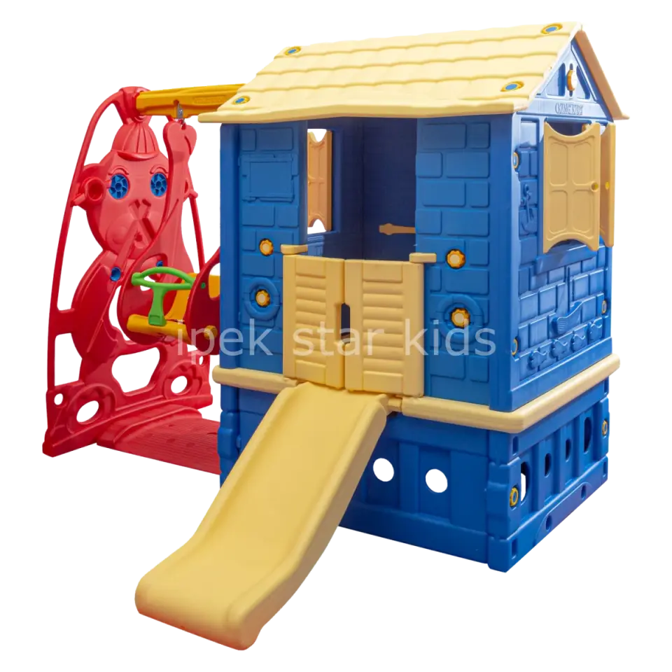 Kaydıraklı Salıncaklı Oyun Evi | Çocuklar İçin Bahçe ve İç Mekân Oyun Parkı