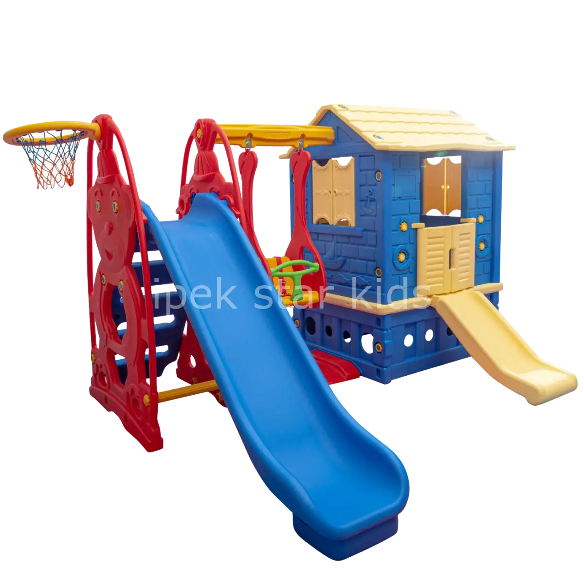 Kaydıraklı Oyun Evi Büyük Set Mavi | Çocuk Bahçe ve İç Mekân Oyun Evi