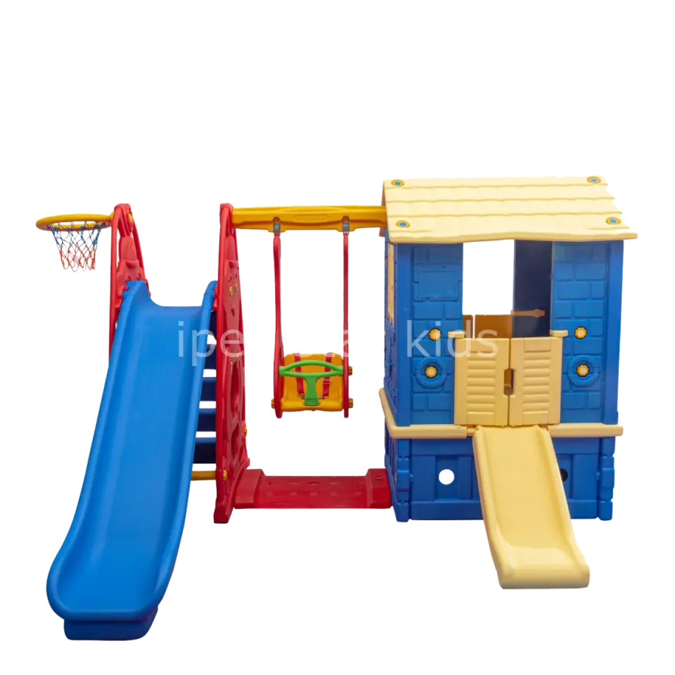 Kaydıraklı Oyun Evi Büyük Set Mavi | Çocuk Bahçe ve İç Mekân Oyun Evi