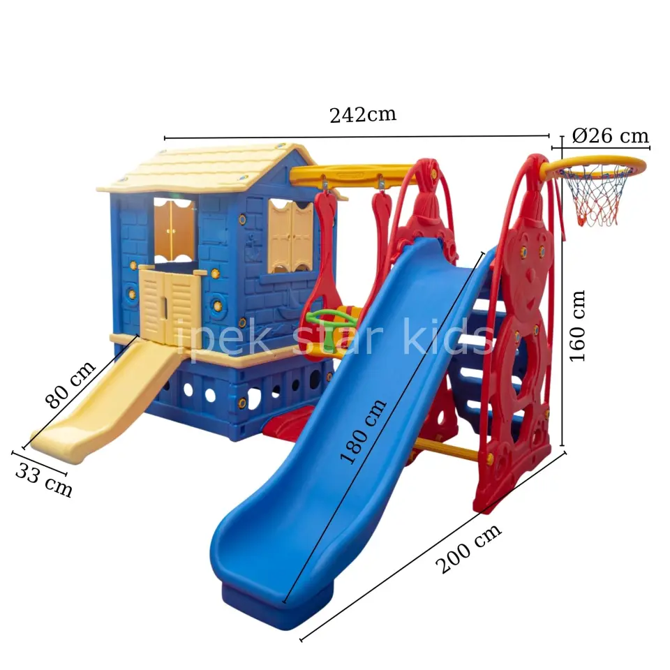 Kaydıraklı Oyun Evi Büyük Set Mavi | Çocuk Bahçe ve İç Mekân Oyun Evi