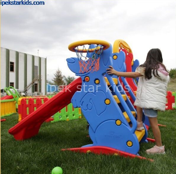 Potalı Plastik Kaydırak | Basket Potasılı Çocuk Kaydırak Seti
