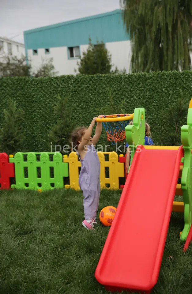 Potalı Plastik Kaydırak | Basket Potasılı Çocuk Kaydırak Seti