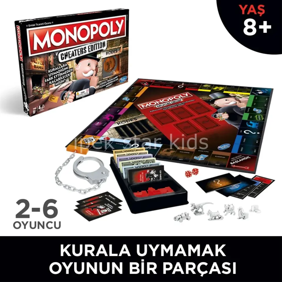 Monopoly Cheaters kelepçeli kutu oyunu otel aile oyunu
