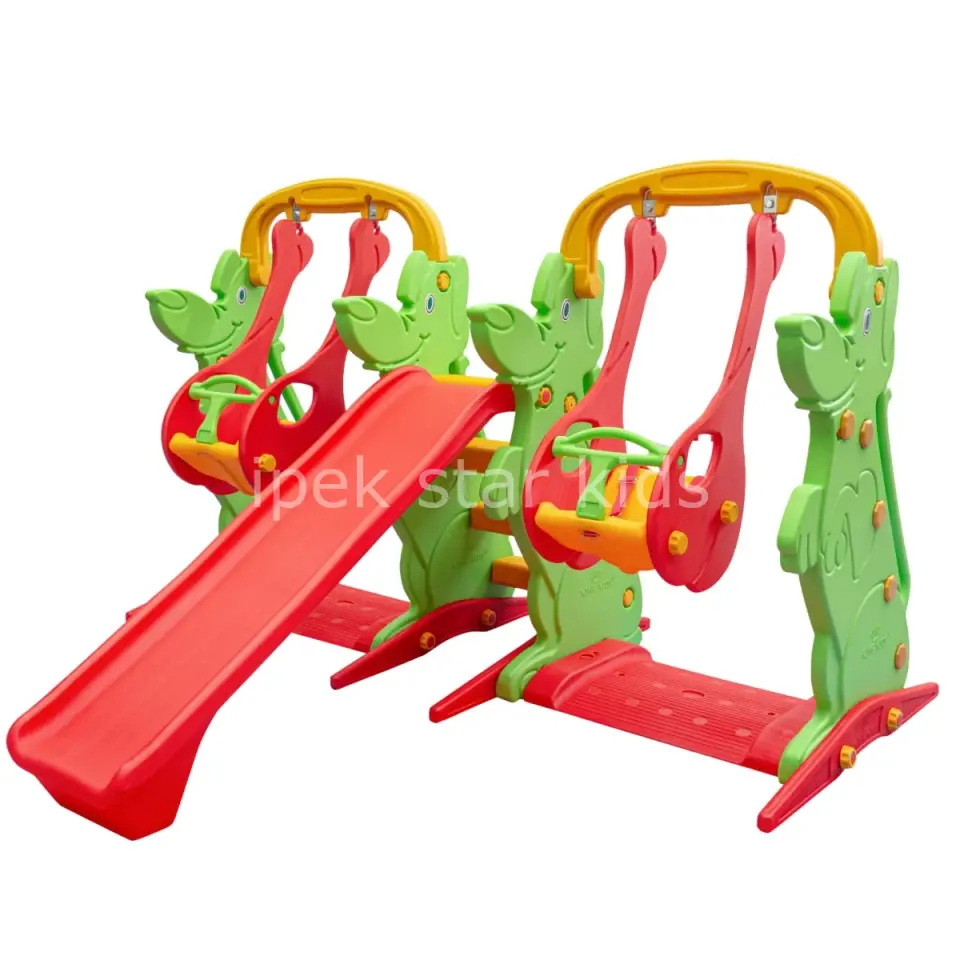 Anaokulu Kaydıraklı Salıncak Set B | 2 Salıncak + 1 Kaydırak Oyun Parkı