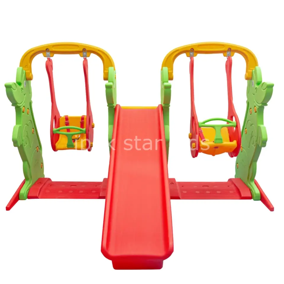 Anaokulu Kaydıraklı Salıncak Set B | 2 Salıncak + 1 Kaydırak Oyun Parkı