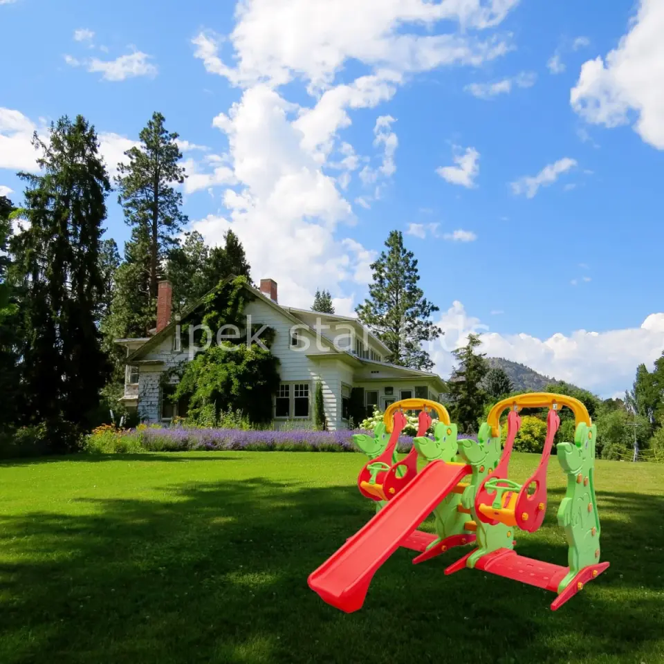 Anaokulu Kaydıraklı Salıncak Set B | 2 Salıncak + 1 Kaydırak Oyun Parkı