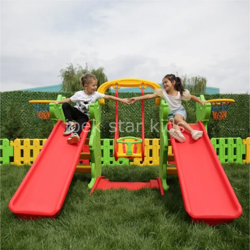 Anaokulu Kaydıraklı Salıncak Set C | 2 Kaydırak + 1 Salıncak Oyun Parkı