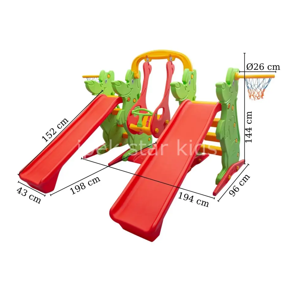 Anaokulu Kaydıraklı Salıncak Set C | 2 Kaydırak + 1 Salıncak Oyun Parkı