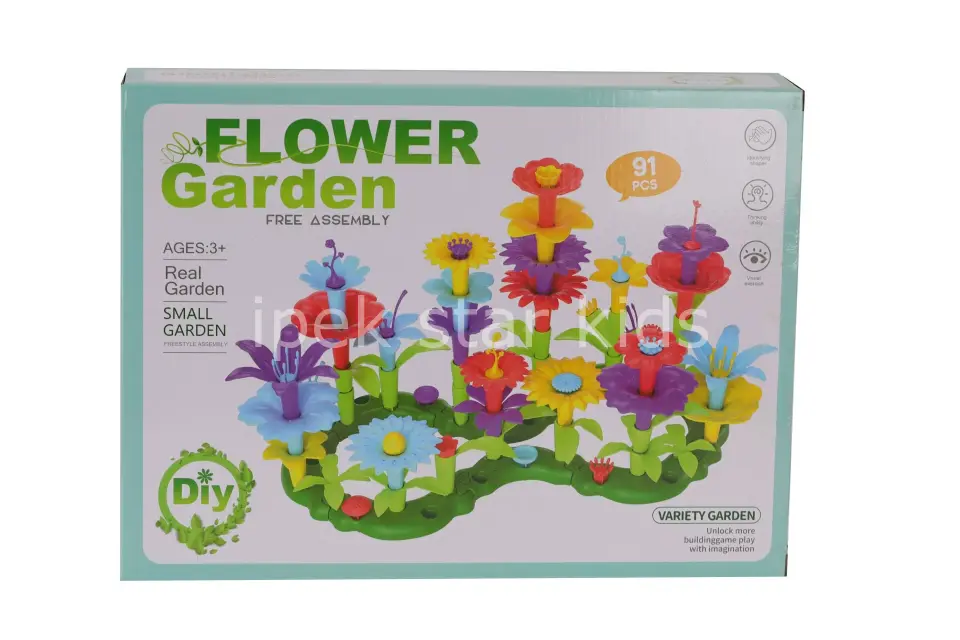 91 parça çiçek bahçesi yapı seti eğitici tak çıkar oyuncak 3 yaş anaokulu mini club için