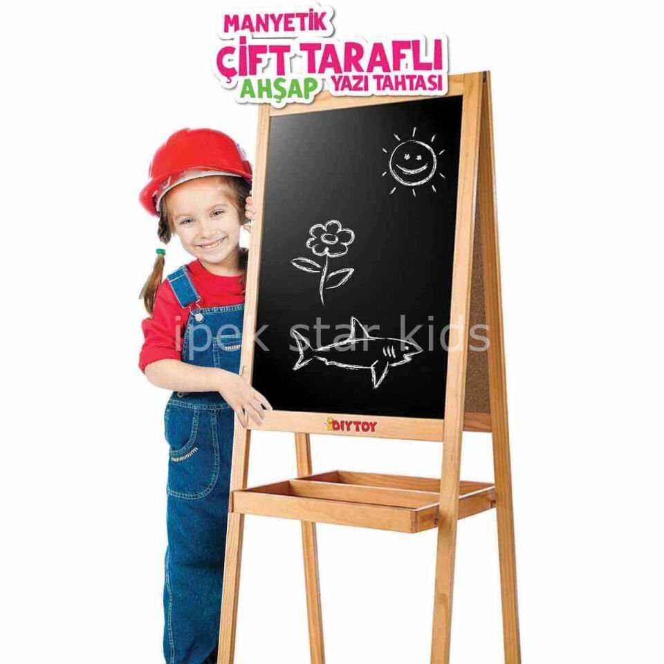 Çocuklar için çift yüzlü ahşap eğitim yazı tahtası