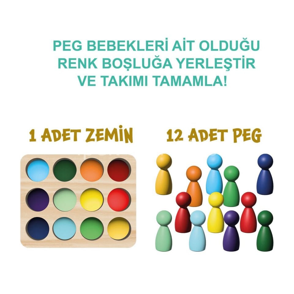 Ahşap gökkuşağı renk eşleştirme tablası