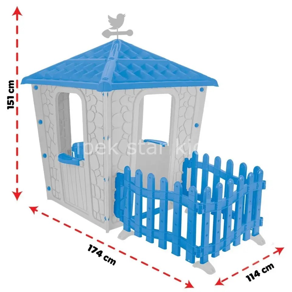 Çitli taş ev çocuk oyun evi bahçe modeli