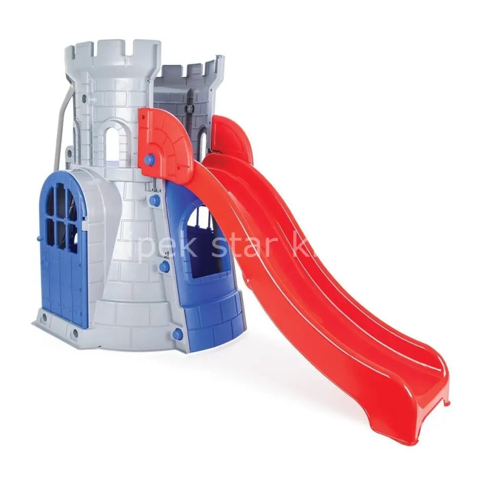 Kale tasarımlı oyun evli çocuk kaydırak 3 yaş üzeri