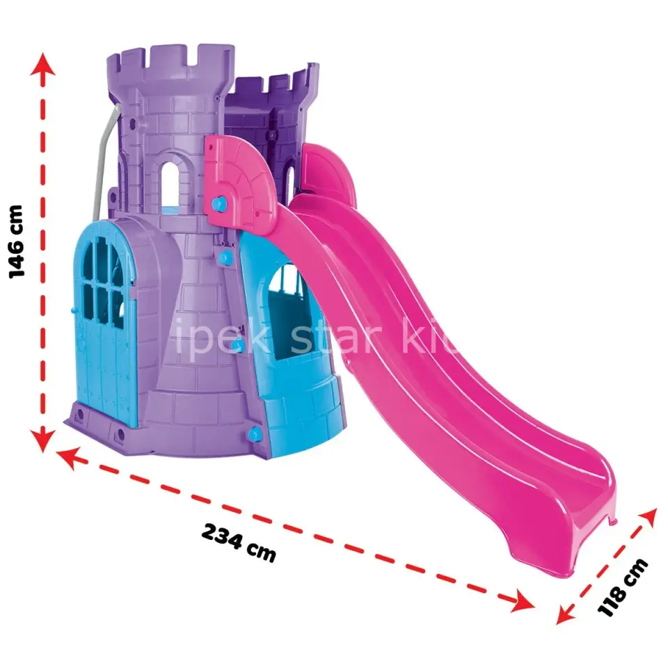 Oyun Evli Kale Kaydırak mor pembe çocuk bahçe kaydırağı