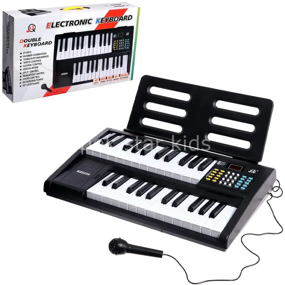 Mikrofonlu 49 tuşlu çift katlı çocuk org 30x50 cm