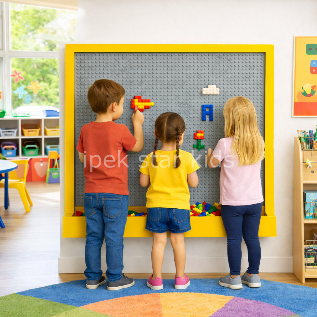 Anaokulu Lego Duvar Paneli Çocuk Aktivite Oyun Duvarı