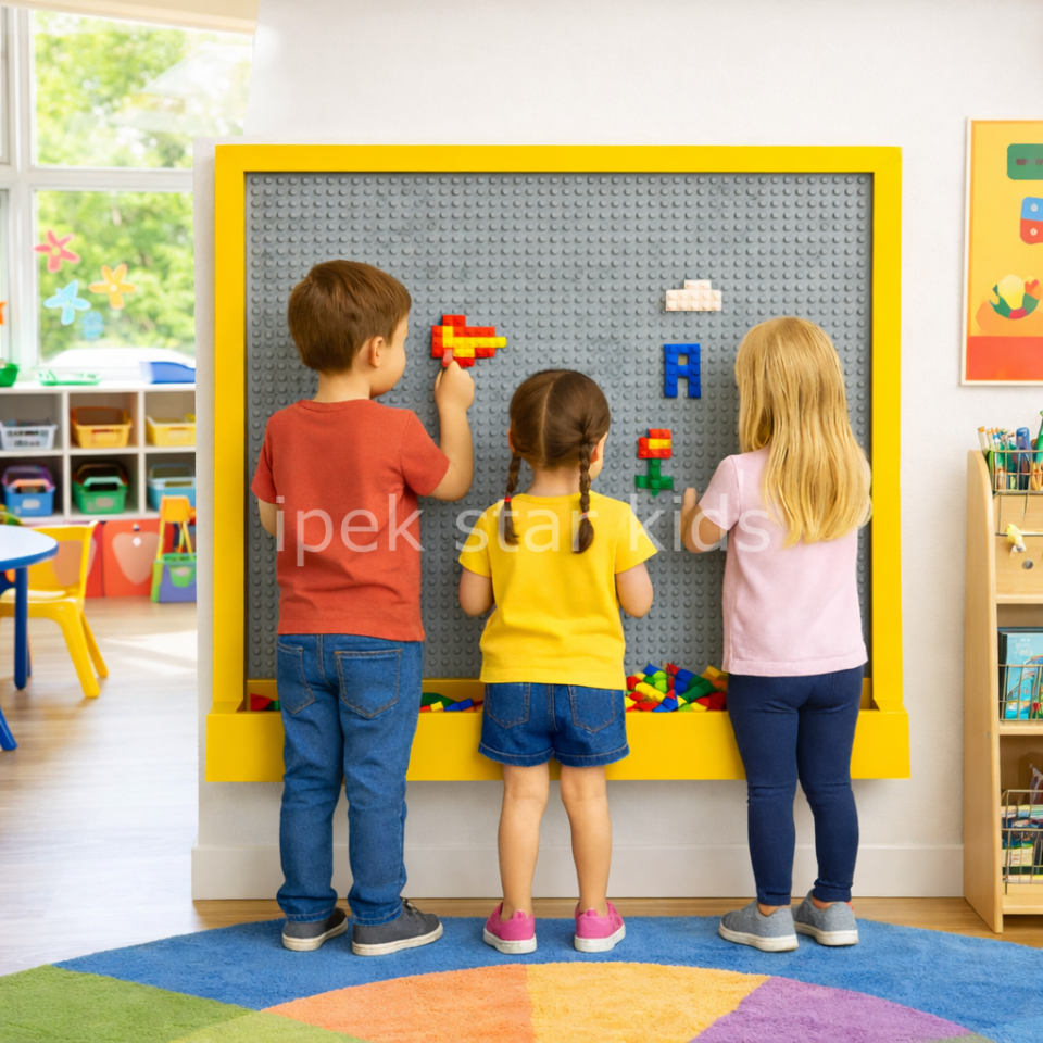 Anaokulu Lego Duvar Paneli Çocuk Aktivite Oyun Duvarı