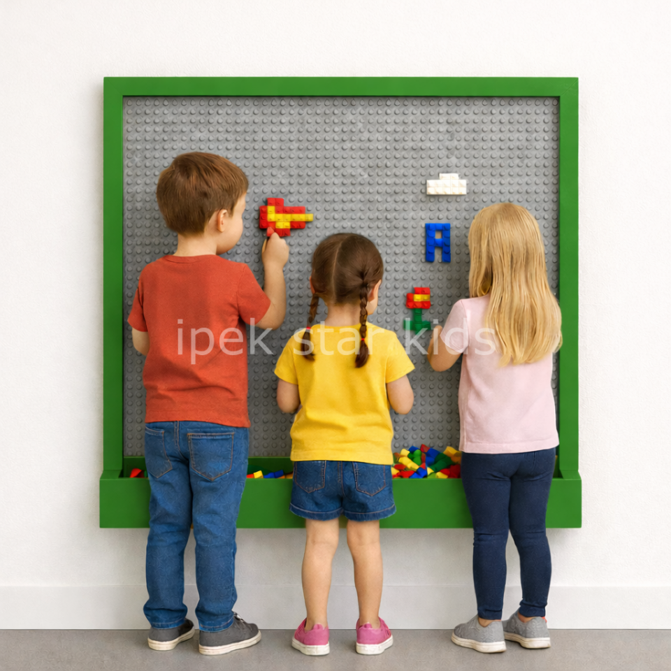 Anaokulu için duvara monte lego oyun paneli LEGO Classic uyumlu