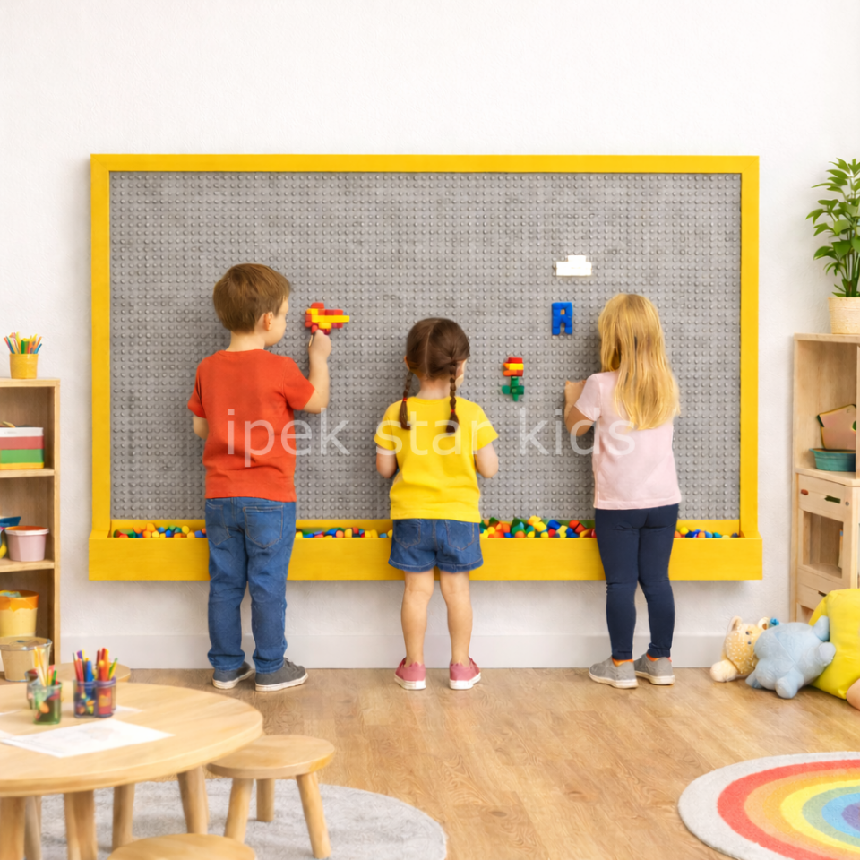 Anaokulu Lego Oyun Duvarı – Duvara Monte Büyük Lego Aktivite Paneli