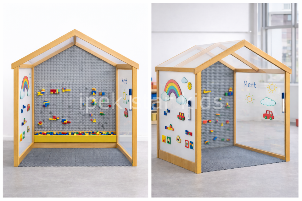 Anaokulu İçin Eğitici Oyun Evi – Lego Aktivite Duvarı