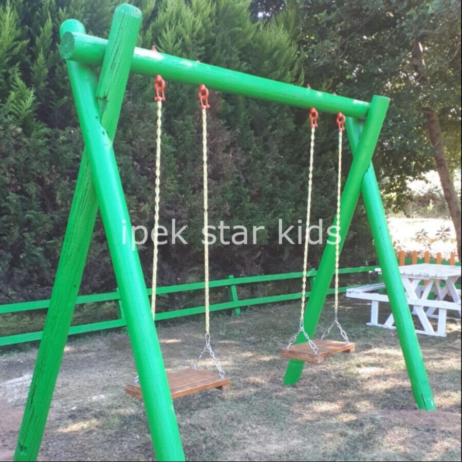 Ahşap salıncak grubu çocuk parkı ekipmanları