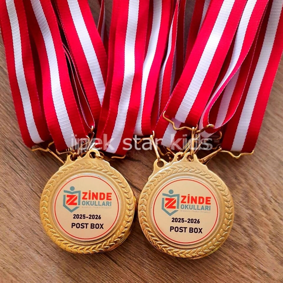 kişiye özel otel animasyon madalyası logolu renkli kurdeleli ödül