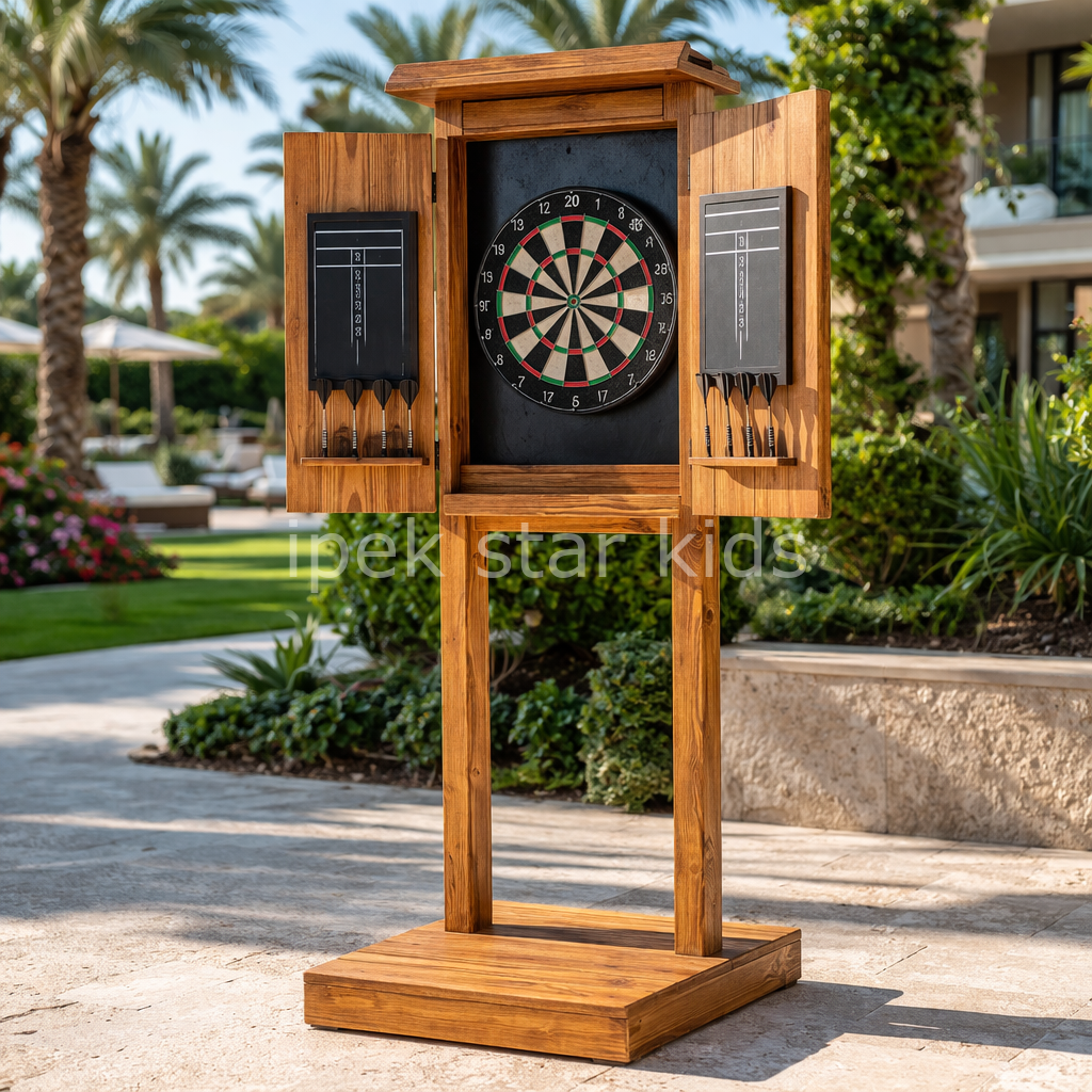 Premium Ahşap Dart Kabini Freestanding Dart Board Cabinet otel mini club dart oyunu