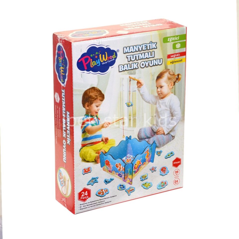 Ahşap, Manyetik Tutmalı Balık Oyunu 24 Pcs